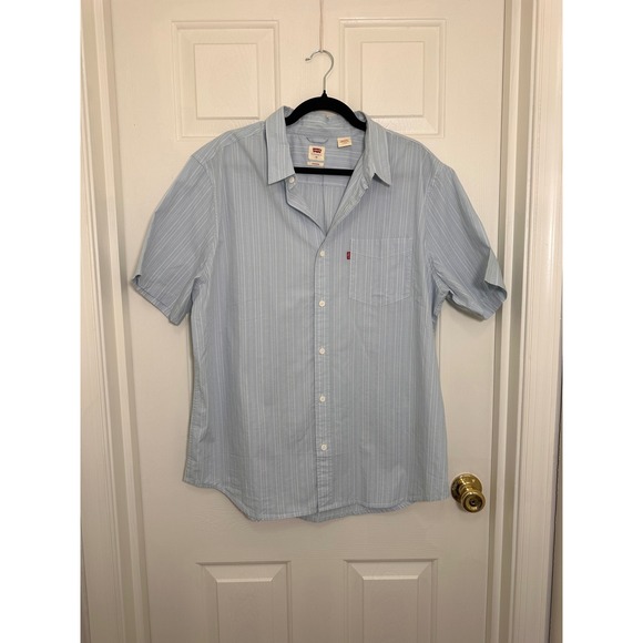 Levi's Other - Levis Mens XL Light Blue White Pinstripe Short Sleeve Button Down Shirt Standard
